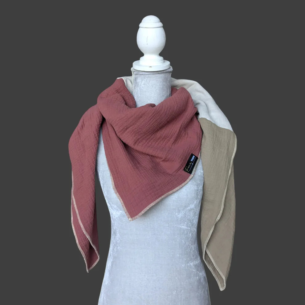 Musselin Halstuch - Ziegel-Beige-Taupe