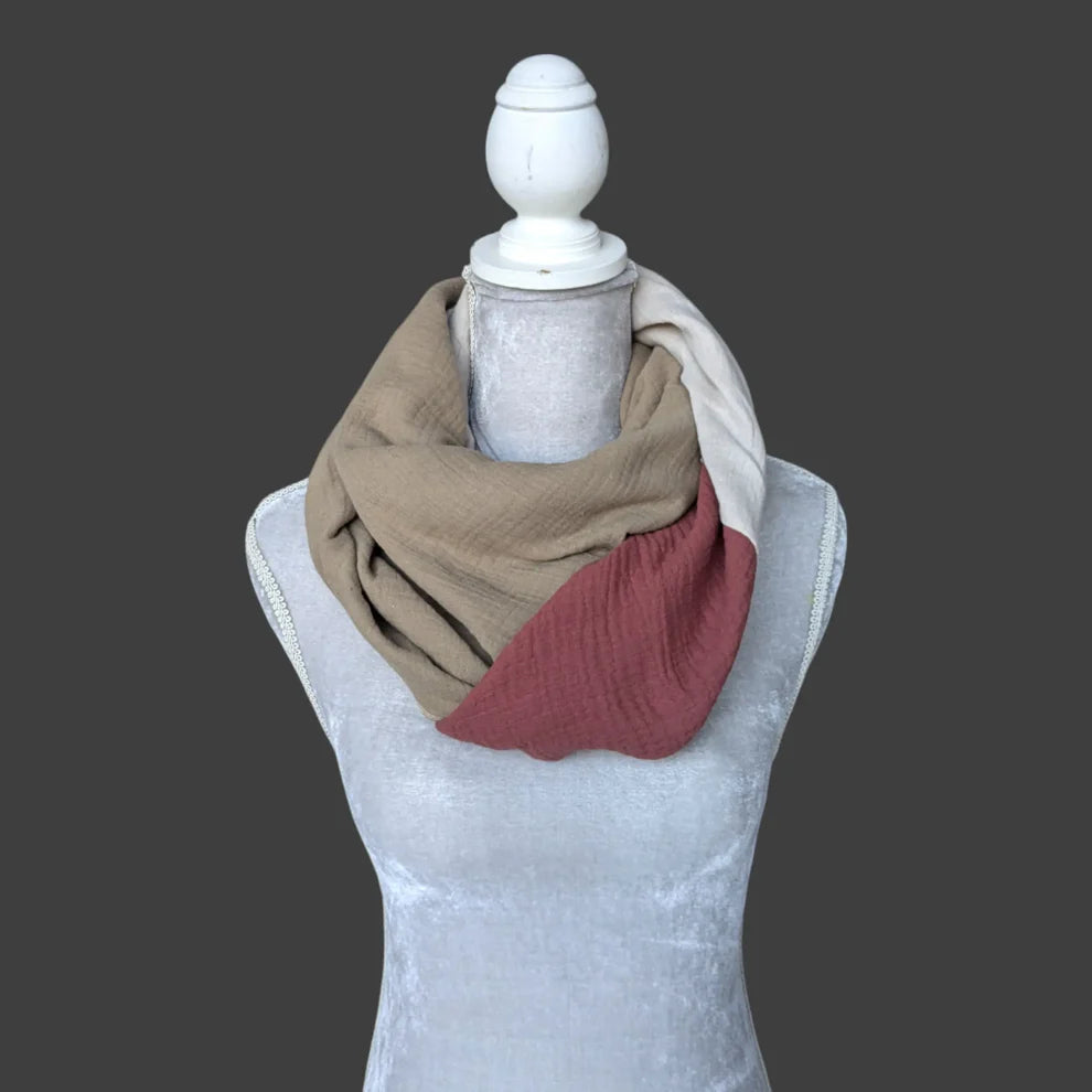 Musselin Halstuch - Ziegel-Beige-Taupe