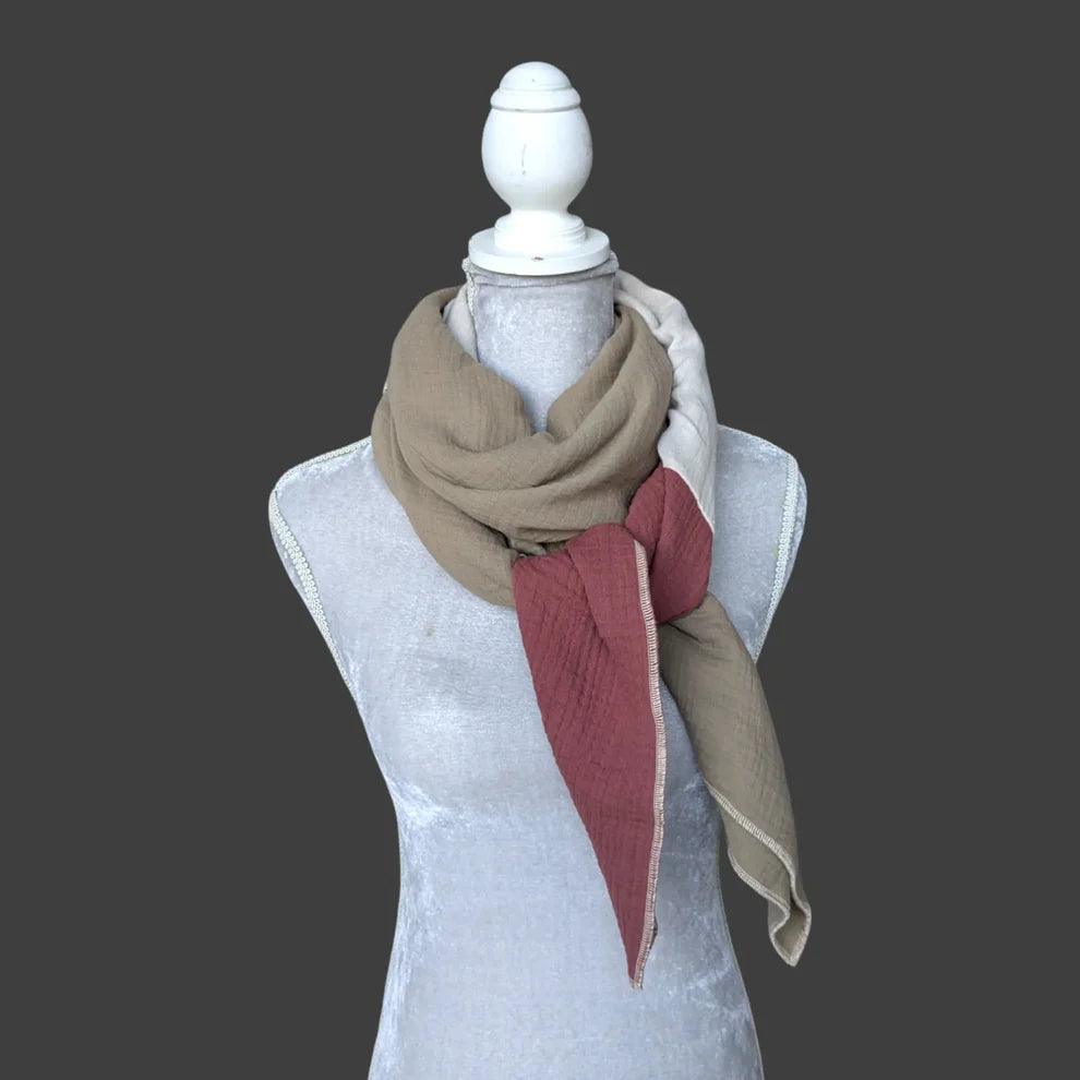 Musselin Halstuch - Ziegel-Beige-Taupe