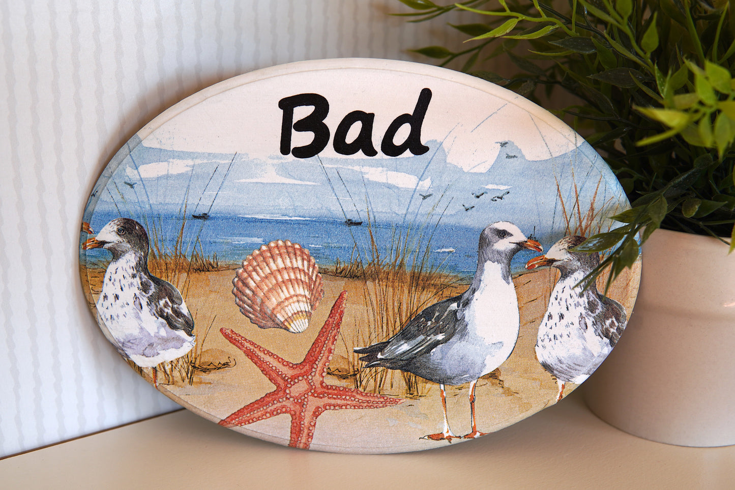 Türschild - Bad - Möwen