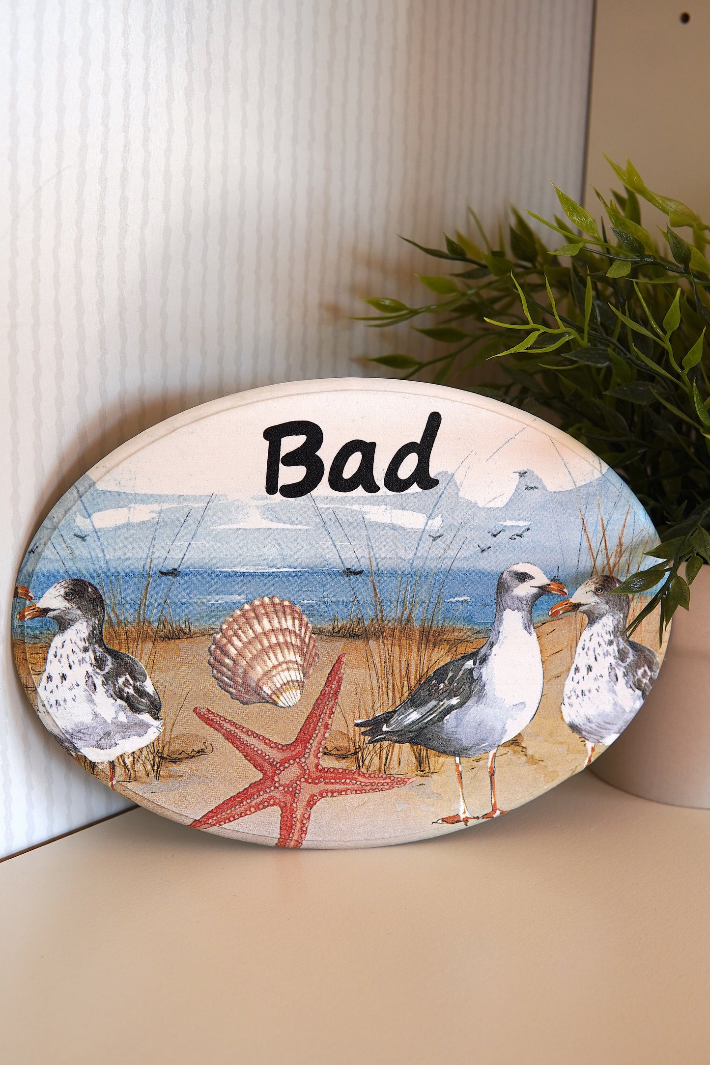 Türschild - Bad - Möwen