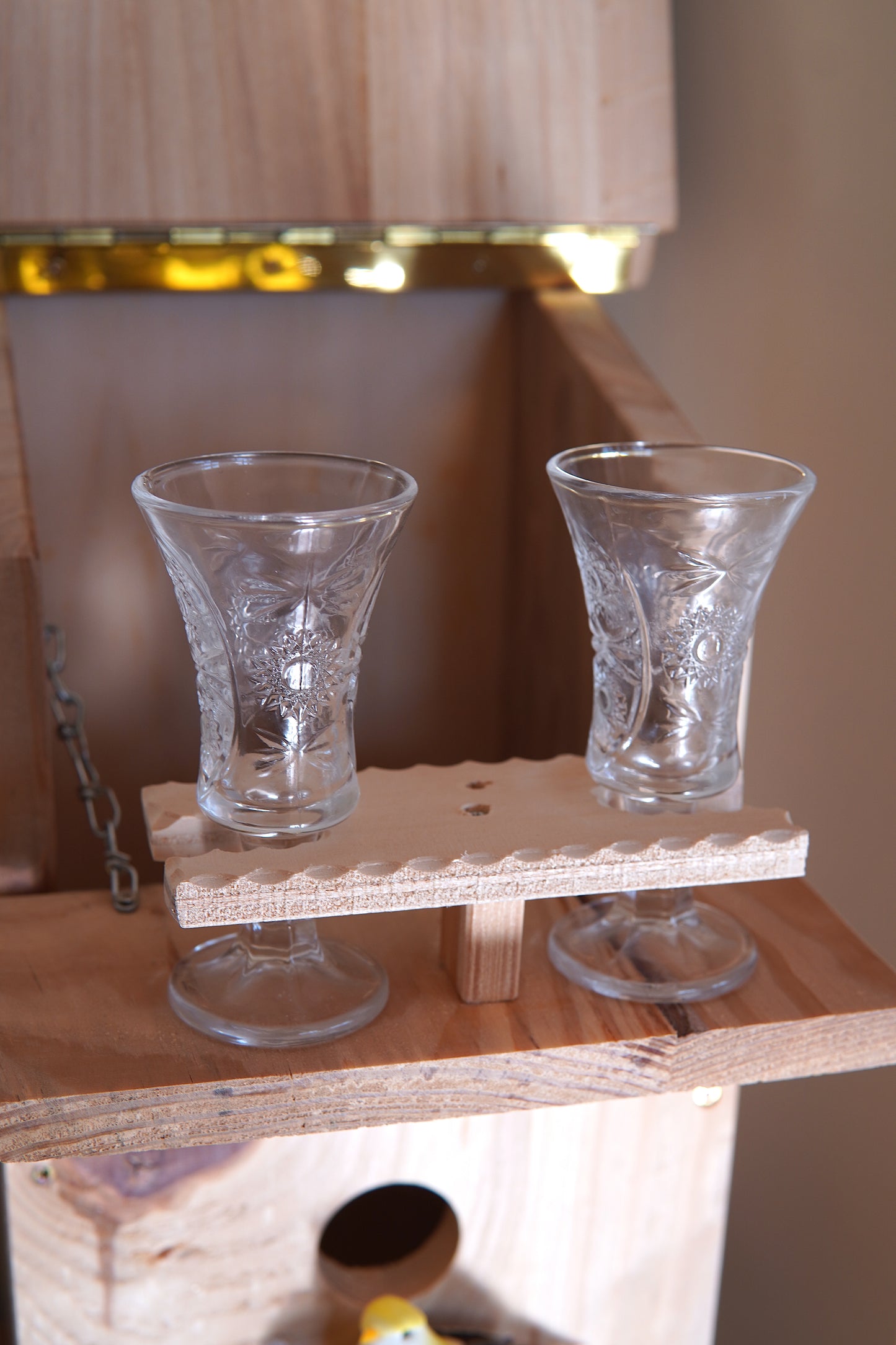 Zwitscherkasten mit 2 Gläser