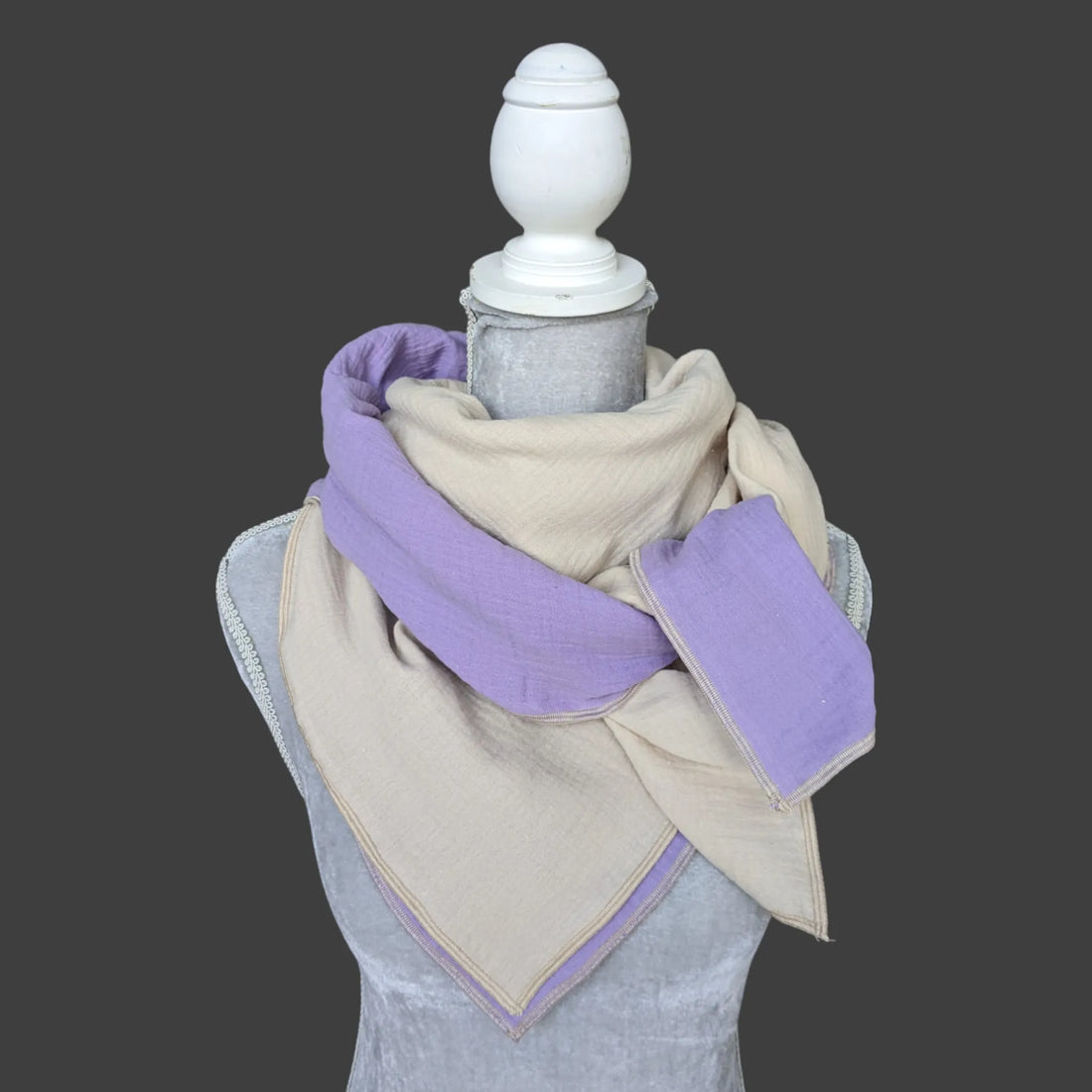 Musselin Halstuch - Flieder-Beige