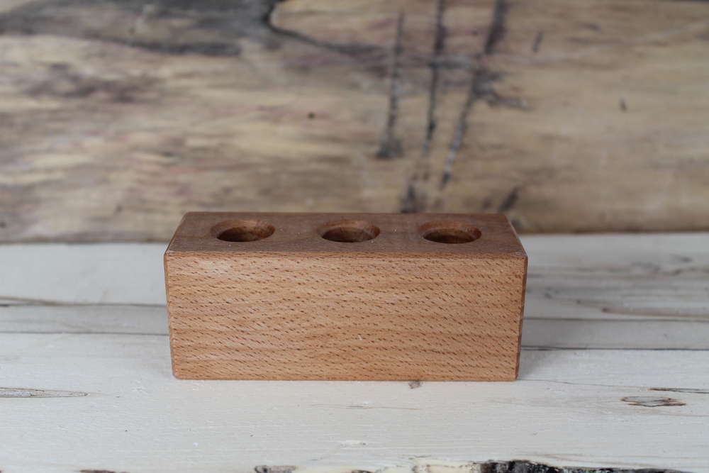 Holzständer für 3 Reagenzgläser