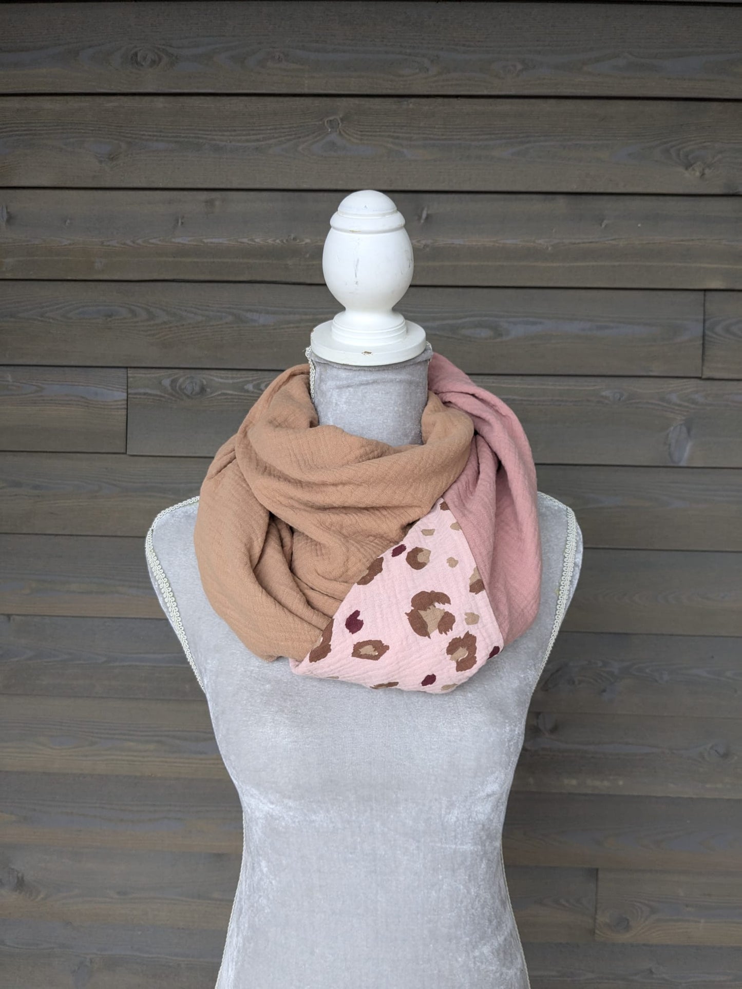Musselin Halstuch - Leo Altrosa-Hell Mauve-Muskatnuss