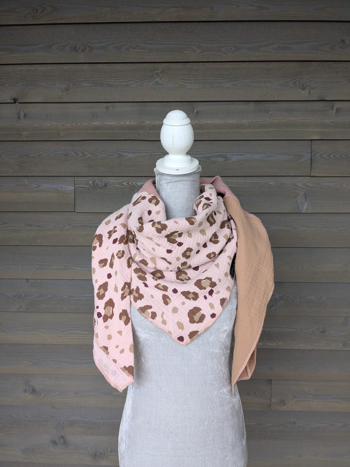 Musselin Halstuch - Leo Altrosa-Hell Mauve-Muskatnuss