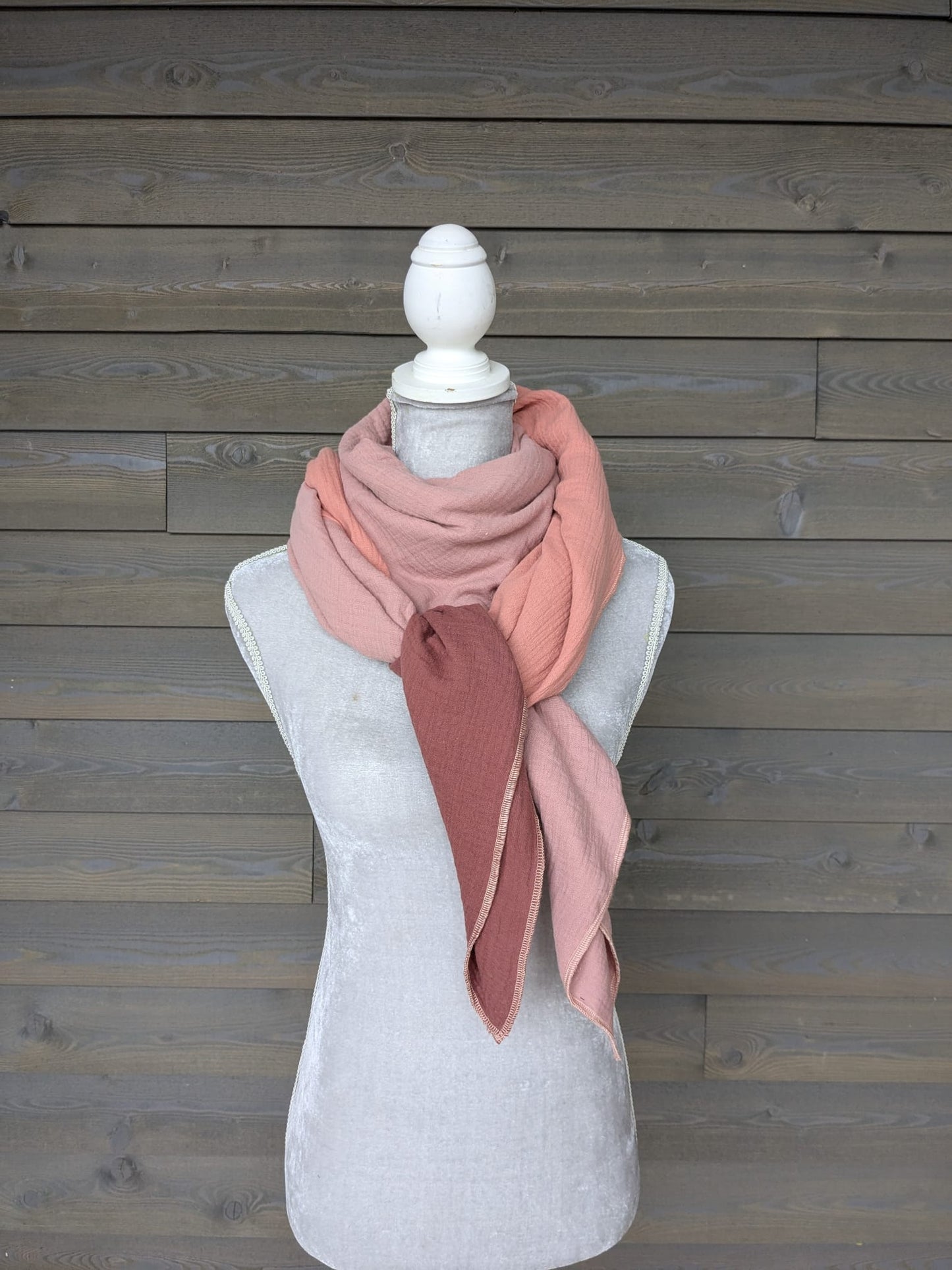 Musselin Halstuch -Ziegel-Coral-Hell Mauve