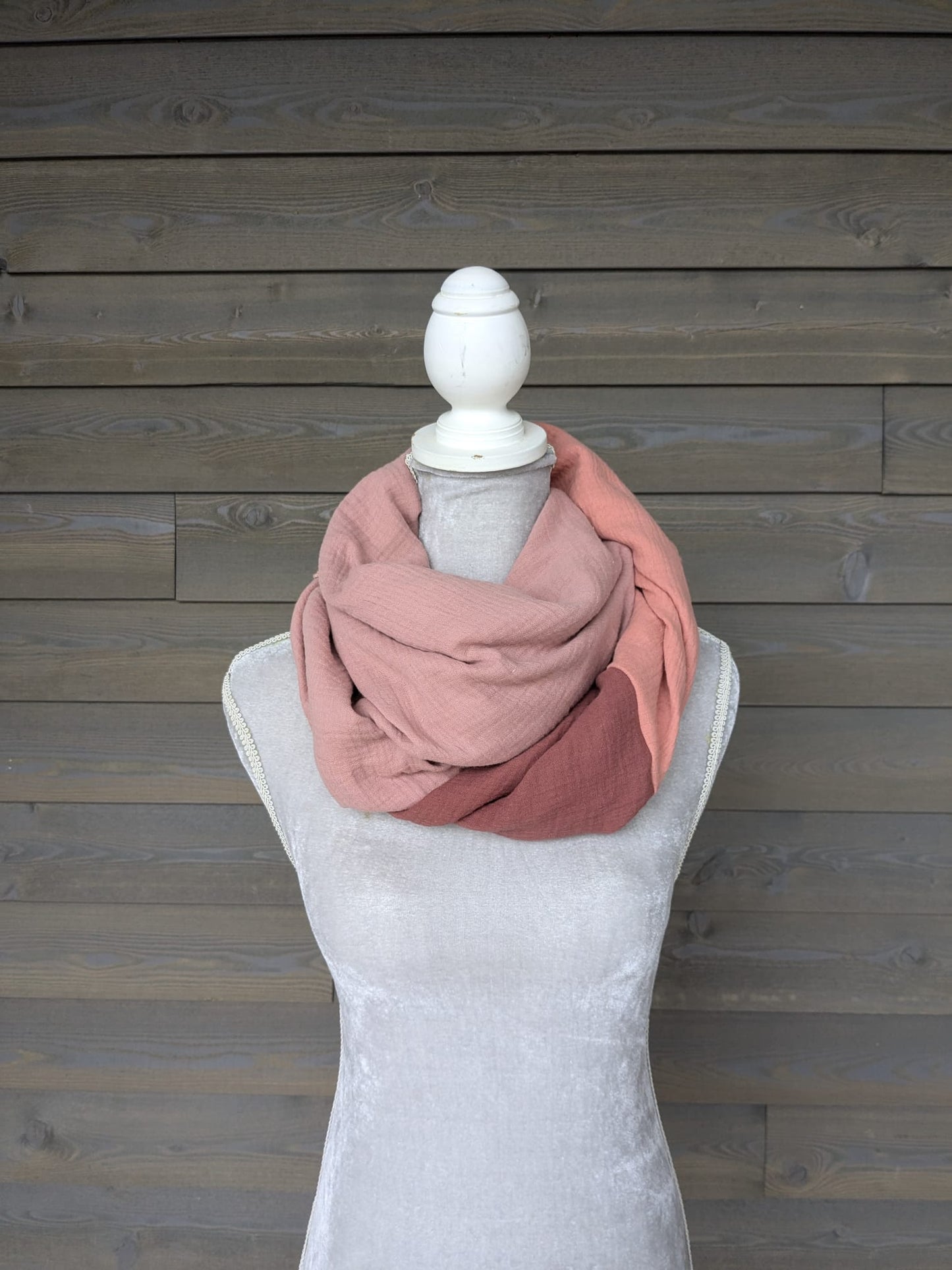 Musselin Halstuch -Ziegel-Coral-Hell Mauve