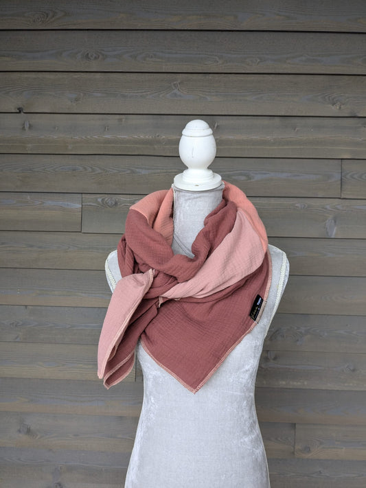 Musselin Halstuch -Ziegel-Coral-Hell Mauve